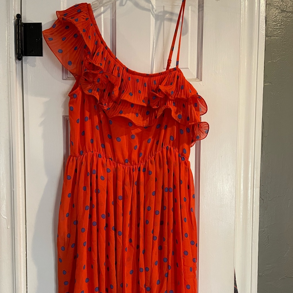 Fun ruffled one shoulder dress, Blu Pepper, Size large